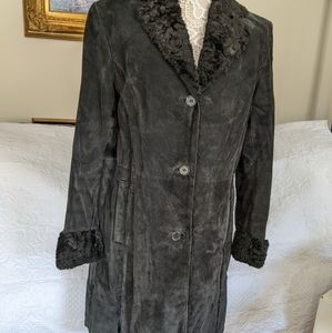 Giacca Black Soft Suede Leather Long Coat